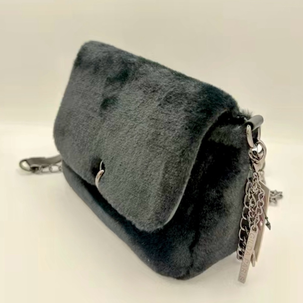 GILDA PARIS Noir Faux Fur Crossbody Bag In Black